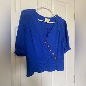 Blue Quilted Crop Top - Maeve by Anthropologie - Size 10